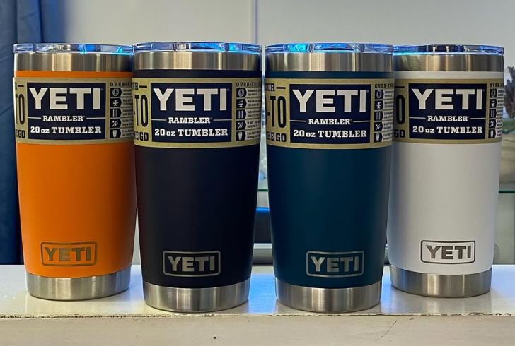 YETI Rambler tumbler with lid.